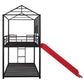 Red Twin Over Twin Metal Bunk Bed With Slide