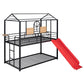 Red Twin Over Twin Metal Bunk Bed With Slide