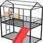 Red Twin Over Twin Metal Bunk Bed With Slide