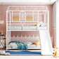 White Twin Over Twin Metal Bunk Bed With Slide