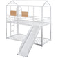 White Twin Over Twin Metal Bunk Bed With Slide