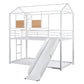 White Twin Over Twin Metal Bunk Bed With Slide