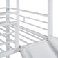 White Twin Over Twin Metal Bunk Bed With Slide