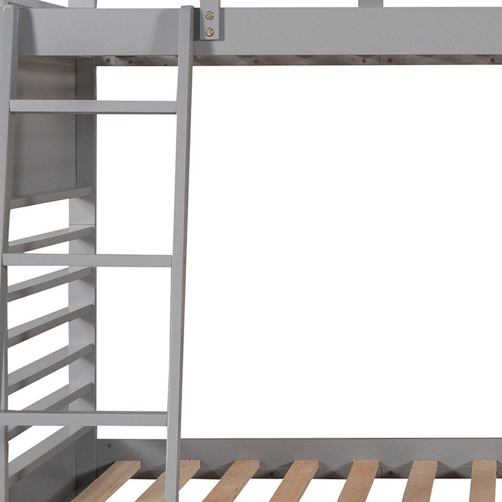 Gray Twin Over Twin Solid Wood Bunk Bed With Drawers And Storage