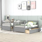 Gray Twin Over Twin Solid Wood Bunk Bed With Drawers And Storage