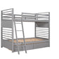 Gray Twin Over Twin Solid Wood Bunk Bed With Drawers And Storage