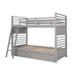 Gray Twin Over Twin Solid Wood Bunk Bed With Drawers And Storage