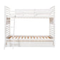 White Twin Over Twin Solid Wood Bunk Bed With Drawers And Storage