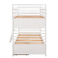 White Twin Over Twin Solid Wood Bunk Bed With Drawers And Storage