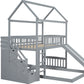 Gray Full Over Twin Solid Wood Bunk Bed With Stairs And Slide And Drawers And Storage