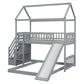Gray Full Over Twin Solid Wood Bunk Bed With Stairs And Slide And Drawers And Storage
