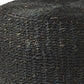 30" Black Water Hyacinth Round Pouf Ottoman