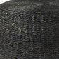 30" Black Water Hyacinth Round Pouf Ottoman