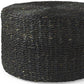 30" Black Water Hyacinth Round Pouf Ottoman