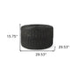 30" Black Water Hyacinth Round Pouf Ottoman
