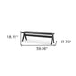 59" Black Solid Wood and Cane Dining Bench