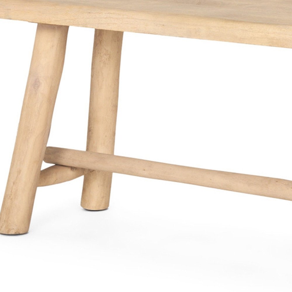 56" Natural Distressed Solid Wood Live Edge Bench