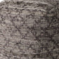 16" Brown and Gray Cotton And Leather Geometric Cube Pouf Ottoman