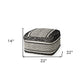 22" Black and White Cotton And Wool Geometric Pouf Ottoman