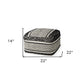 22" Black and White Cotton And Wool Geometric Pouf Ottoman