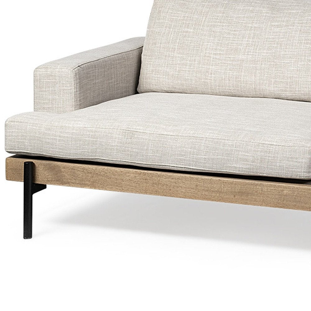 95" Beige Fabric Sofa With Black Legs