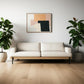 95" Beige Fabric Sofa With Black Legs