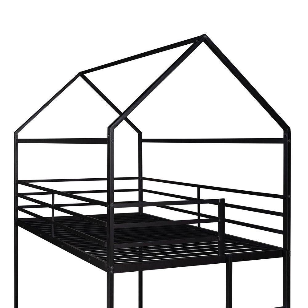 Black Twin Over Twin Metal Bunk Bed