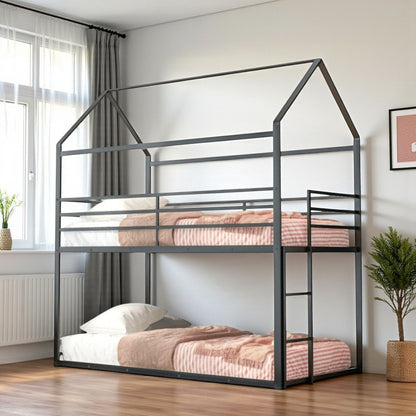 Black Twin Over Twin Metal Bunk Bed