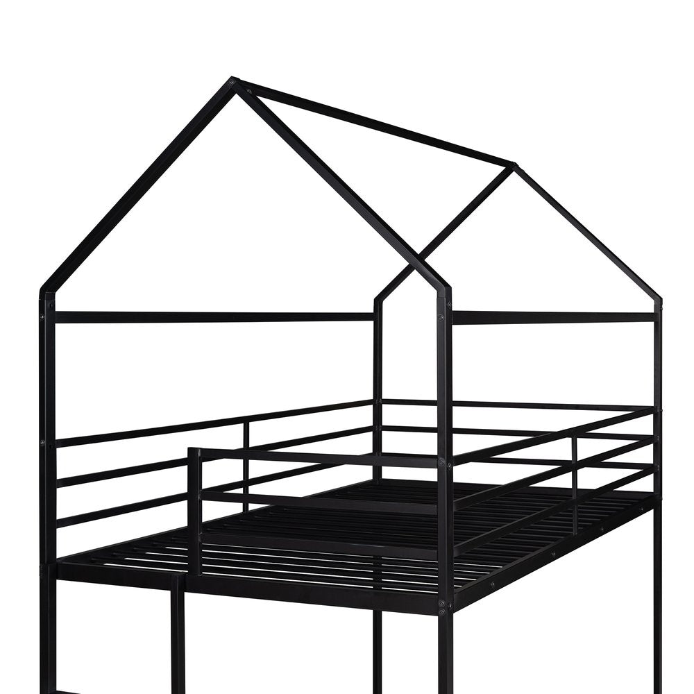 Black Twin Over Twin Metal Bunk Bed