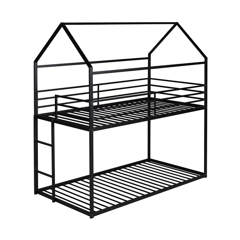 Black Twin Over Twin Metal Bunk Bed