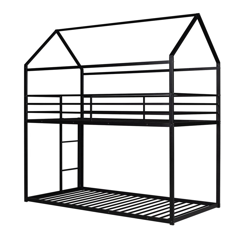 Black Twin Over Twin Metal Bunk Bed
