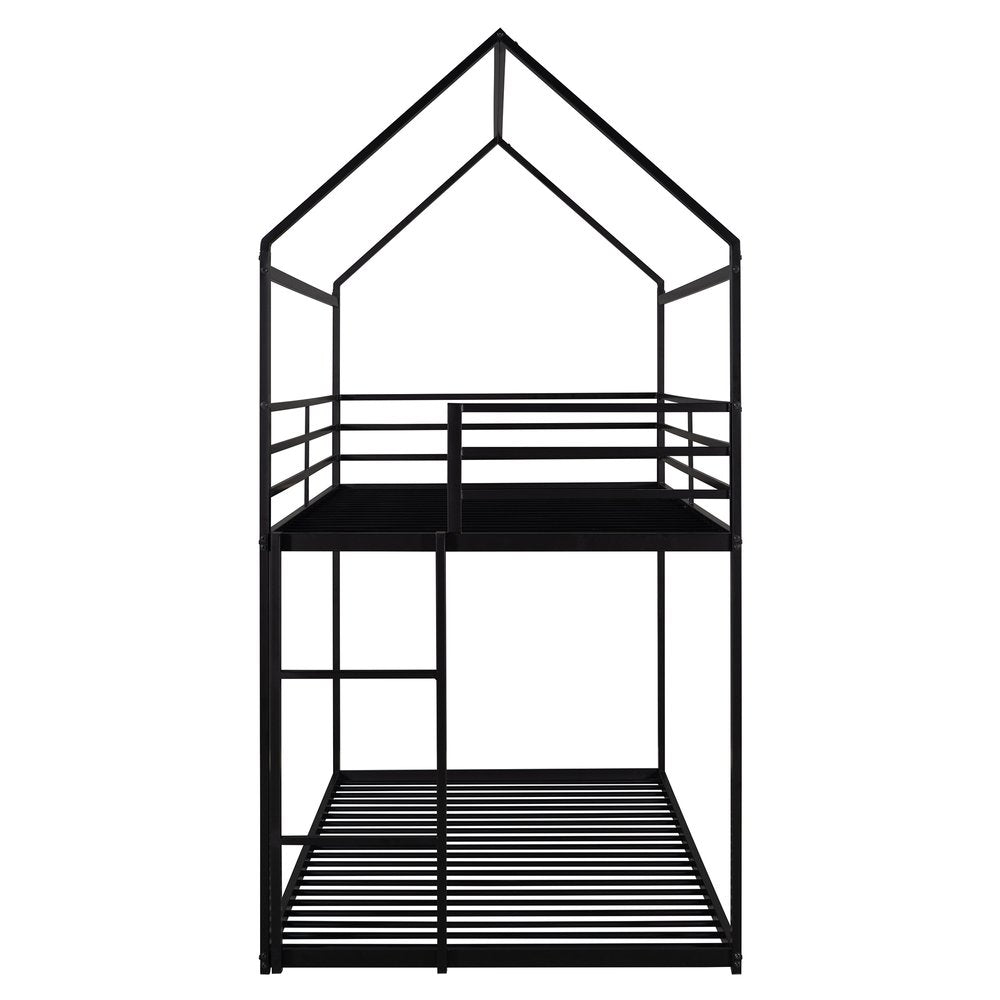 Black Twin Over Twin Metal Bunk Bed