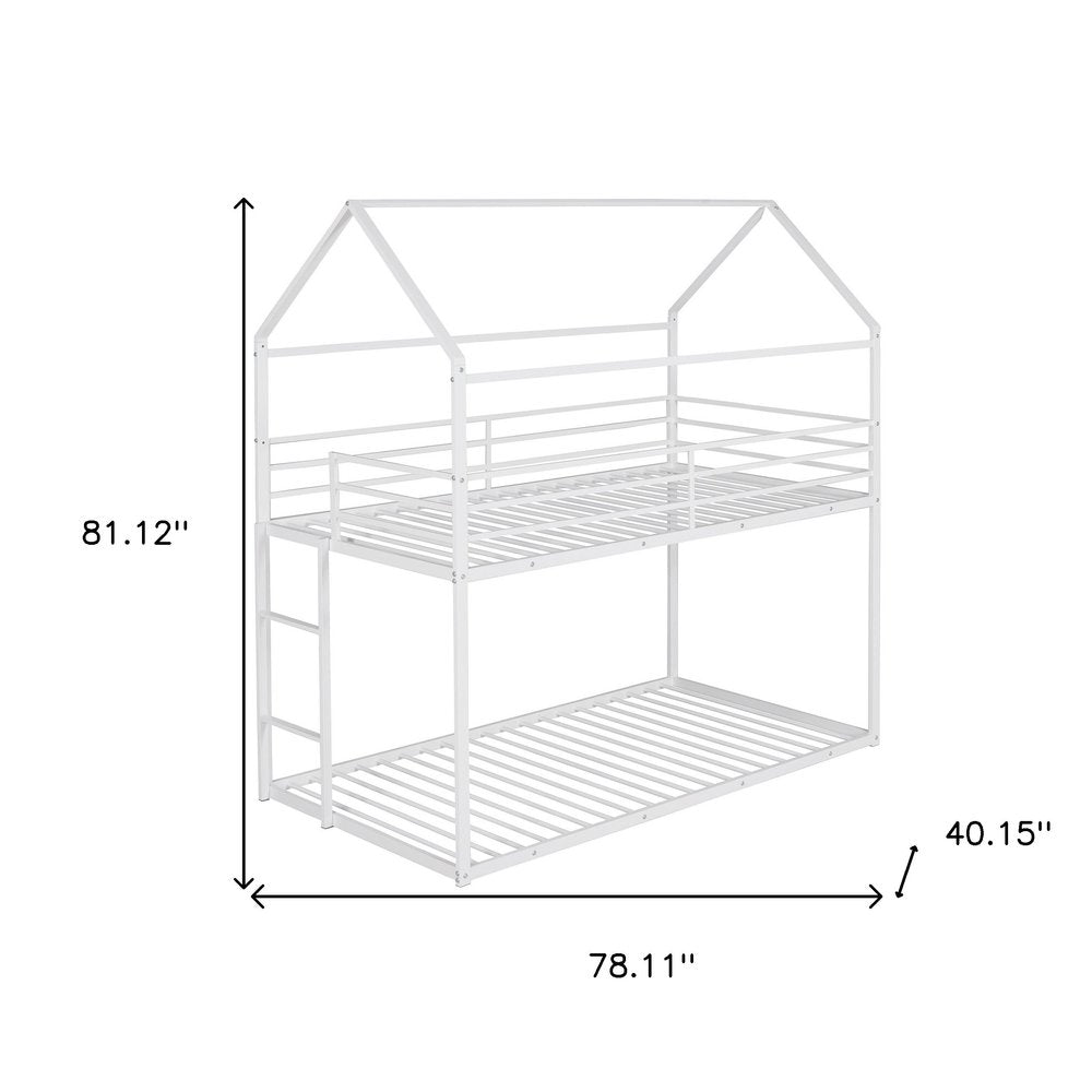 White Twin Over Twin Metal Bunk Bed