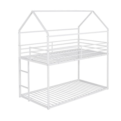 White Twin Over Twin Metal Bunk Bed