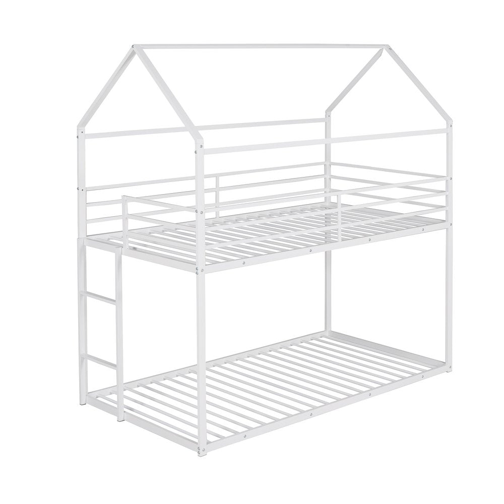White Twin Over Twin Metal Bunk Bed