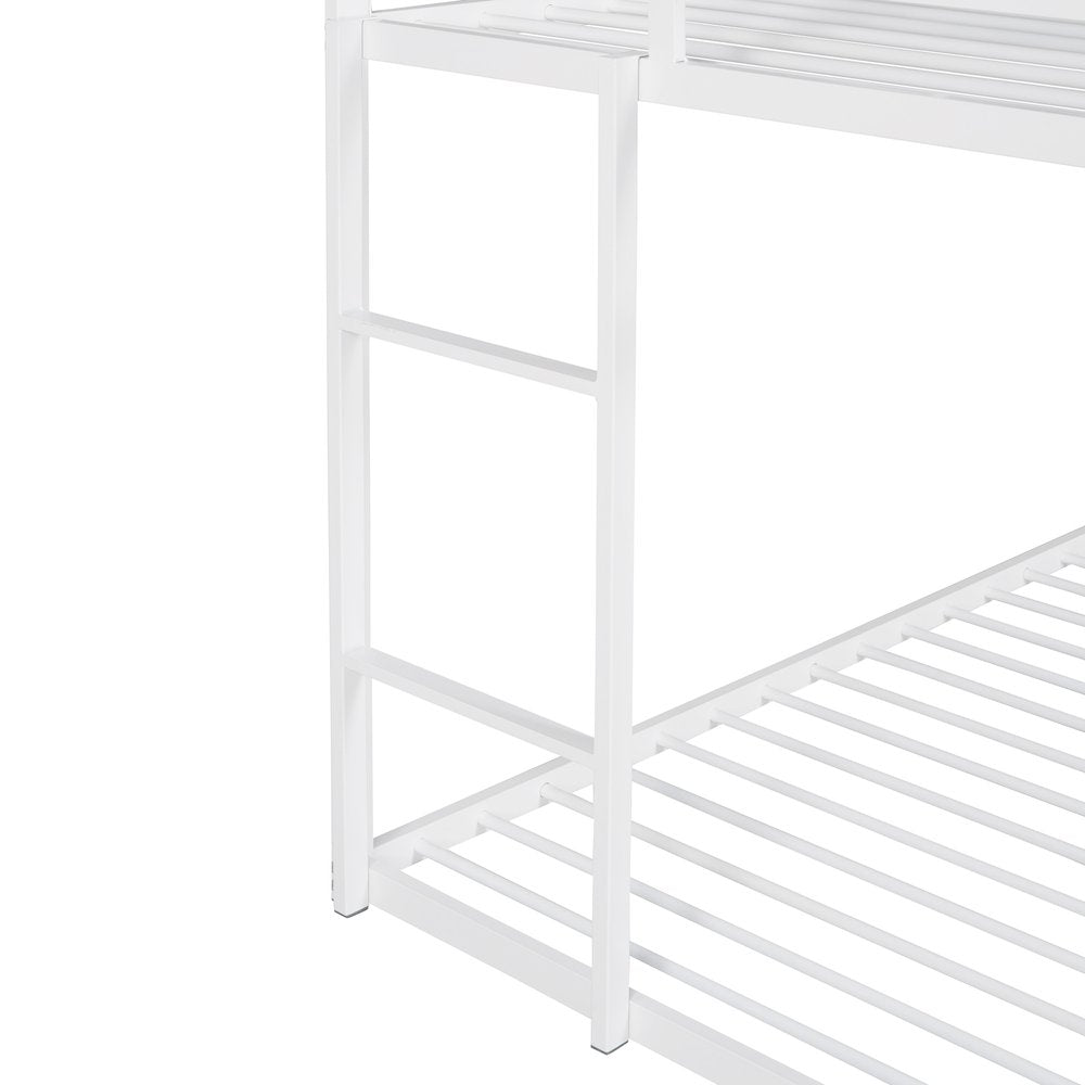 White Twin Over Twin Metal Bunk Bed
