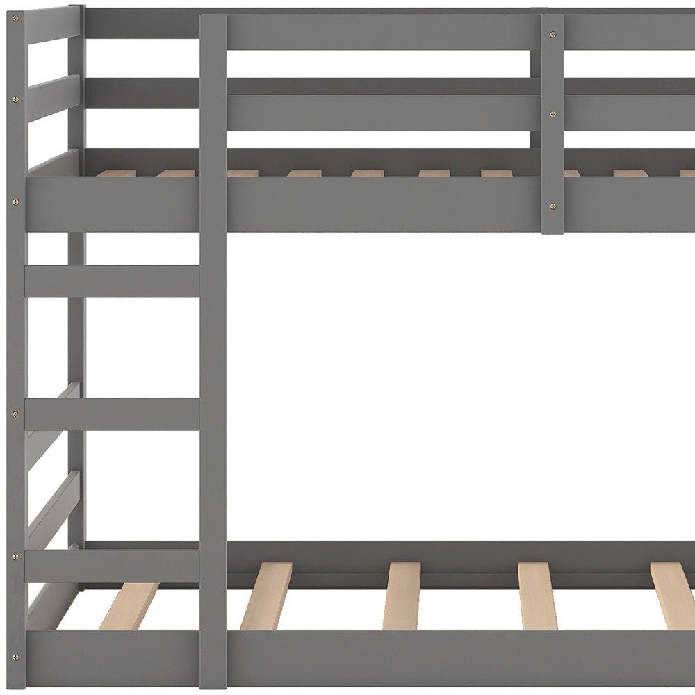 Gray Twin Over Twin Solid Wood Bunk Bed
