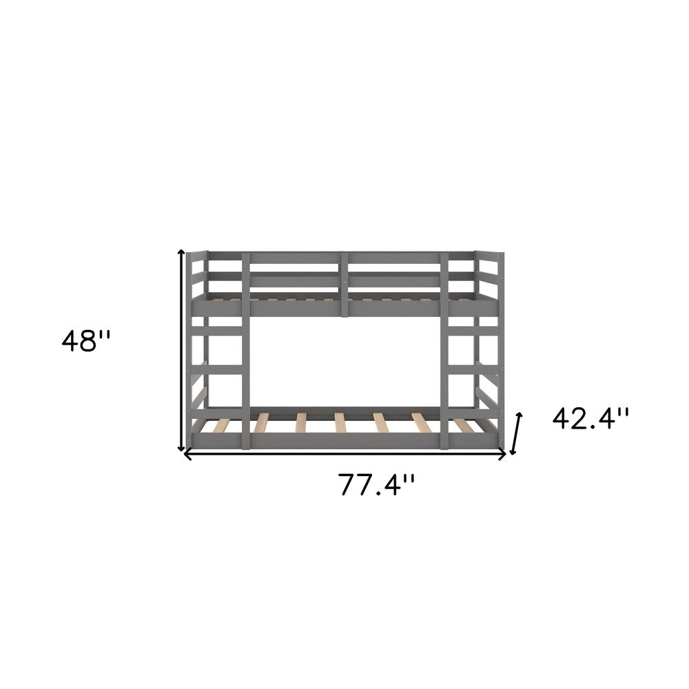 Gray Twin Over Twin Solid Wood Bunk Bed