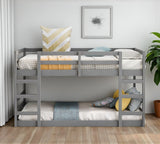 Gray Twin Over Twin Solid Wood Bunk Bed