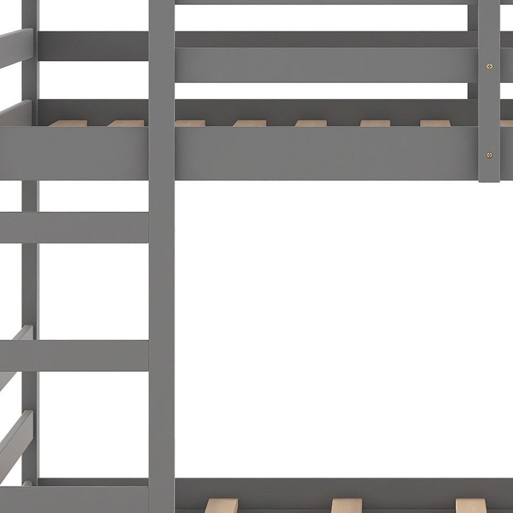 Gray Twin Over Twin Solid Wood Bunk Bed