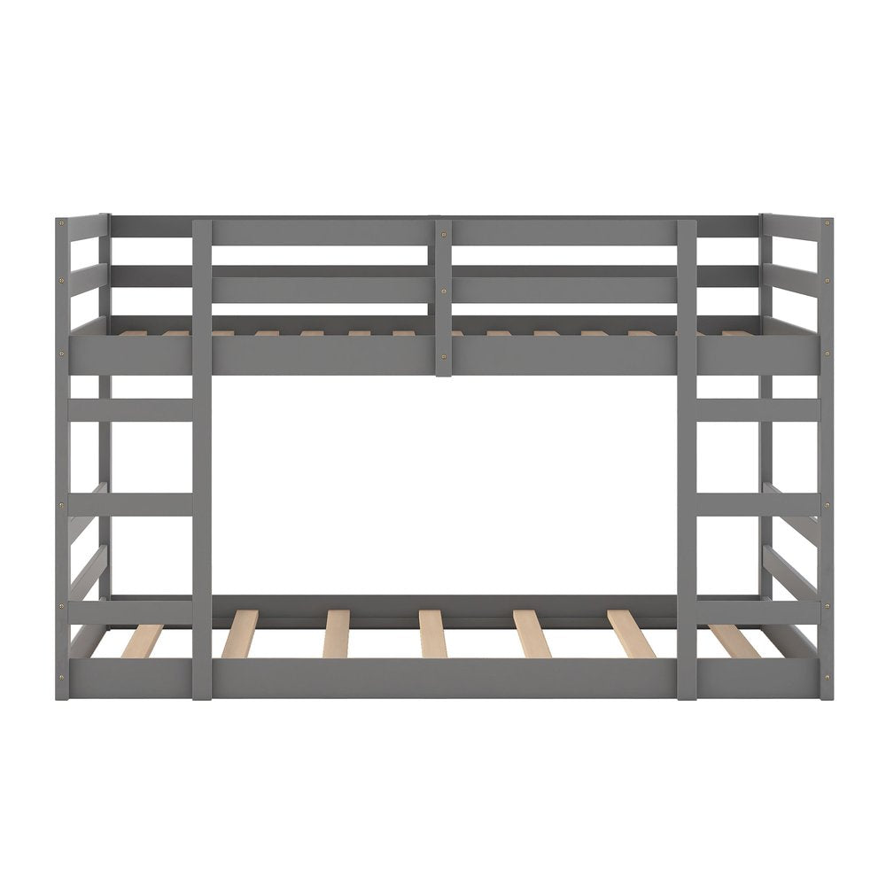 Gray Twin Over Twin Solid Wood Bunk Bed