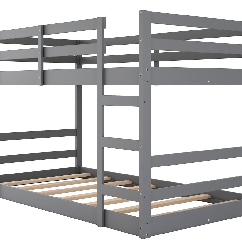 Gray Twin Over Twin Solid Wood Bunk Bed