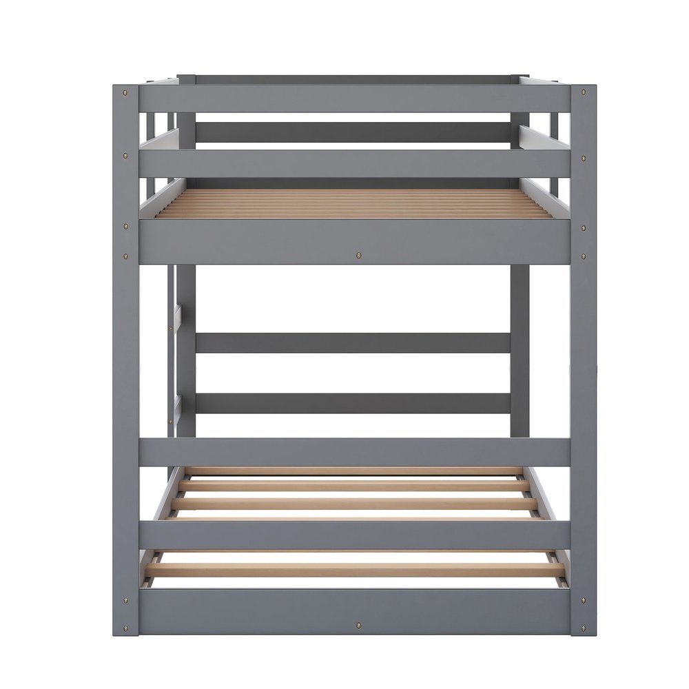 Gray Twin Over Twin Solid Wood Bunk Bed