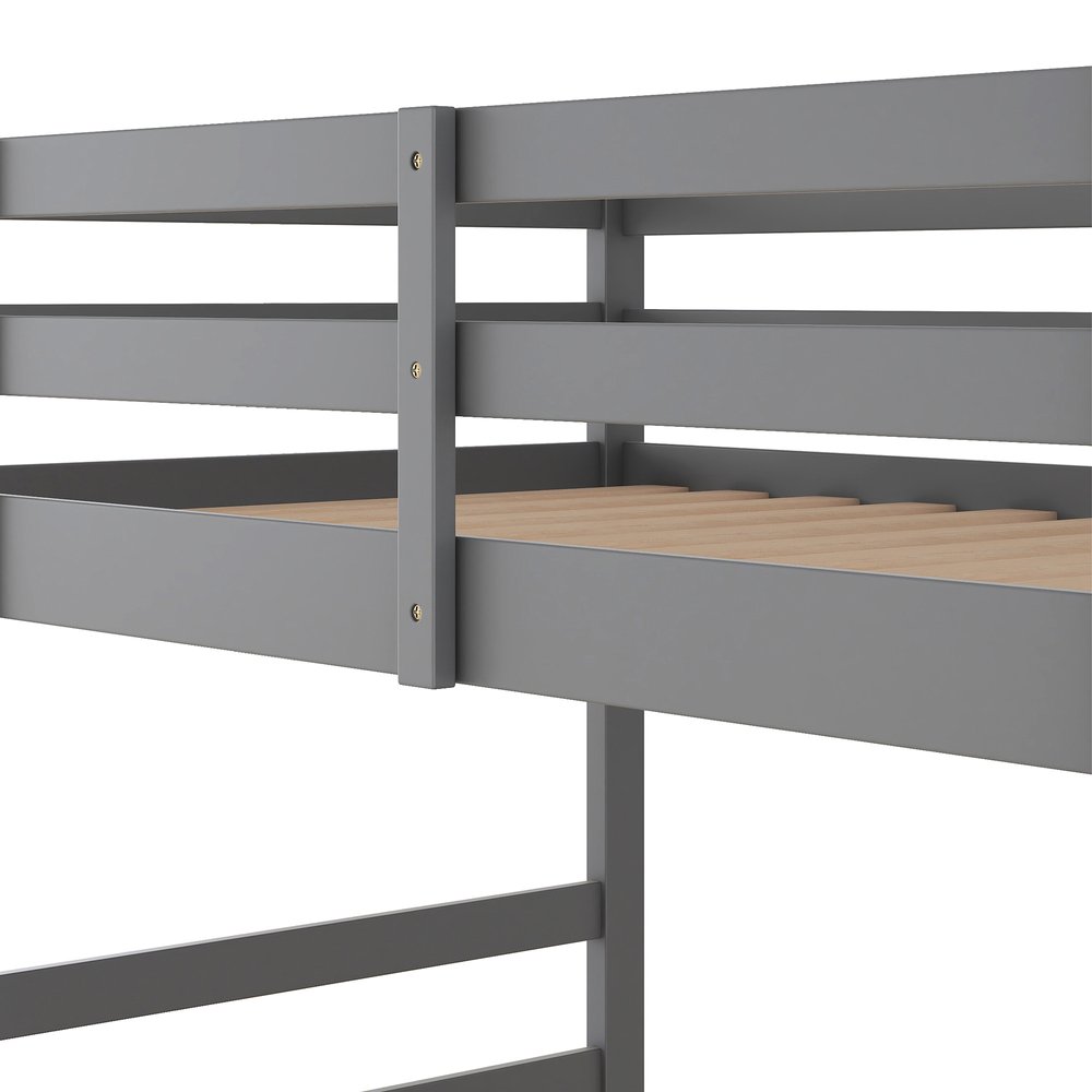 Gray Twin Over Twin Solid Wood Bunk Bed