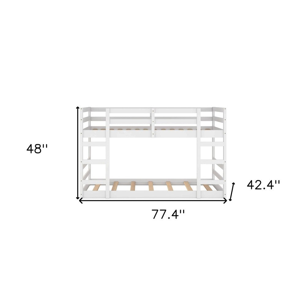 White Twin Over Twin Solid Wood Bunk Bed