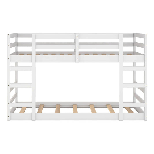 White Twin Over Twin Solid Wood Bunk Bed