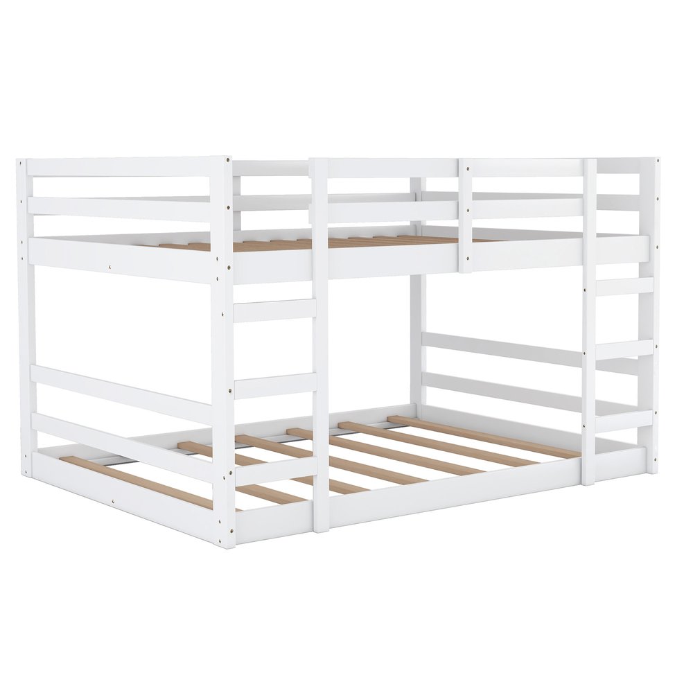 White Twin Over Twin Solid Wood Bunk Bed