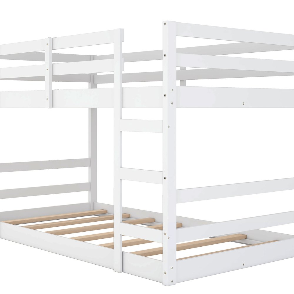 White Twin Over Twin Solid Wood Bunk Bed