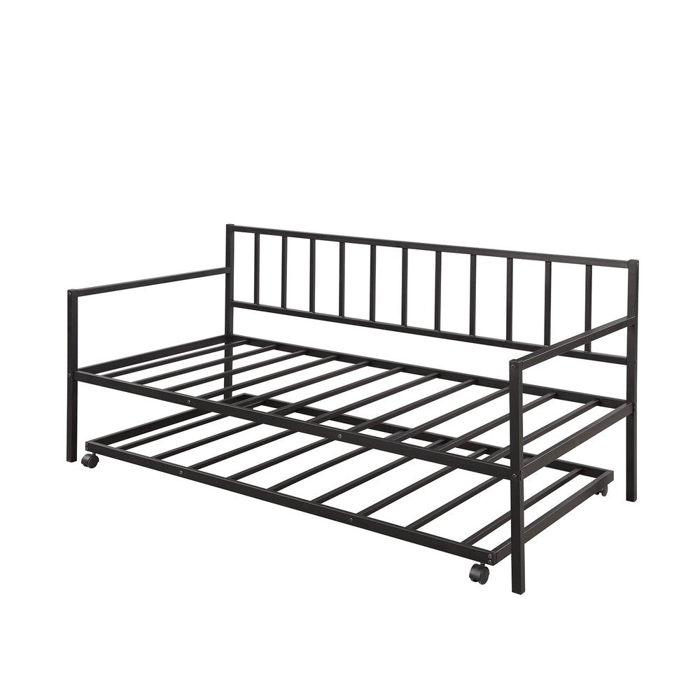 Black Metal Twin Daybed Frame With Trundle
