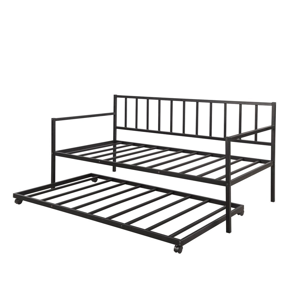 Black Metal Twin Daybed Frame With Trundle